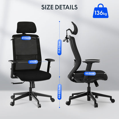 FLEXISPOT OC17 Ergonomischer Bürostuhl Schreibtischstuhl Schwarz