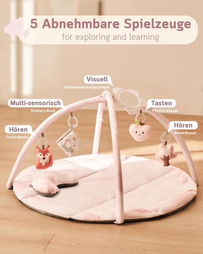 Fortella Spielbogen Baby Spielmatte – Naturthema Rosa
