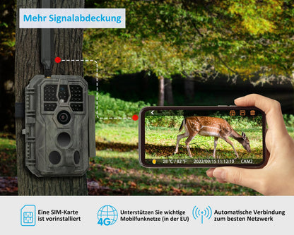 GardePro X50 4G LTE Wildkamera - App & No Glow Nachtsicht