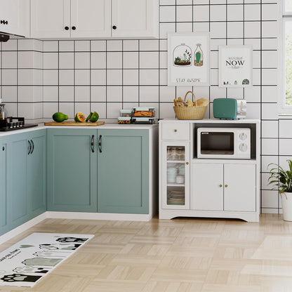 HOCSOK Küchenschrank mit Arbeitsplatte & Mikrowellenregal – Weiss