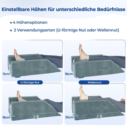 KingPavonini Beinhochlagerungskissen, 4 Höhen, Memory-Schaum