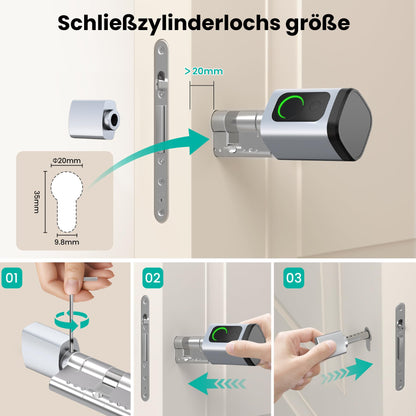 AVATTO Smart Türschloss Fingerabdruck, elektronischer Schliesszylinder
