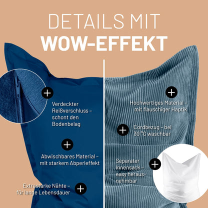 Lumaland Classic XXL Riesensitzsack - All-in-One Set Indoor/Outdoor