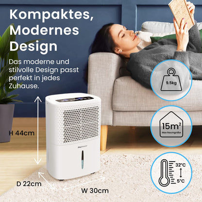 Pro Breeze 12L Luftentfeuchter mit Digitalanzeige – Weiss