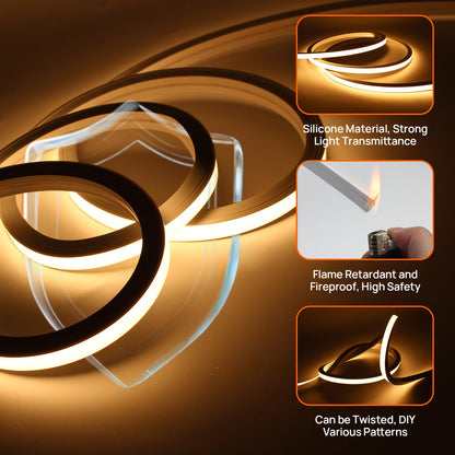 SUCIKORIO Neon LED Streifen 10m warmweiss 3000K IP65 Silikon 230V