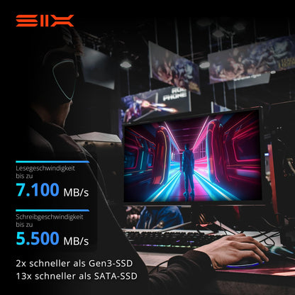 SIX X7400 pro NVMe M.2 SSD 512GB PCIe 4.0 mit Heatsink für PS5