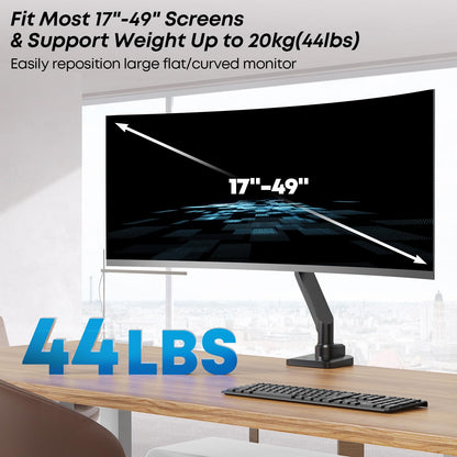 Universal Gasfeder Monitorhalterung 17-49 Zoll Flach/Curved – 1 Bildschirm