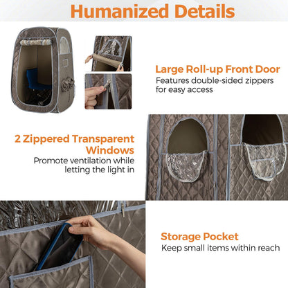 HOMASIS Tragbare Dampfsauna Saunazelt Set für Zuhause - Grau