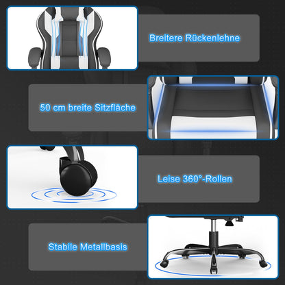 Airfish Ergonomischer Massage Gaming Bürostuhl - Weiss