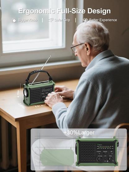 ROCAM CR1030 Kurbelradio, Notfallradio mit Solar und AM/FM-Empfang