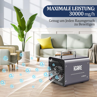 ICARE Ozongenerator 30000mg/h Ozongerät mit 120 Min Timer