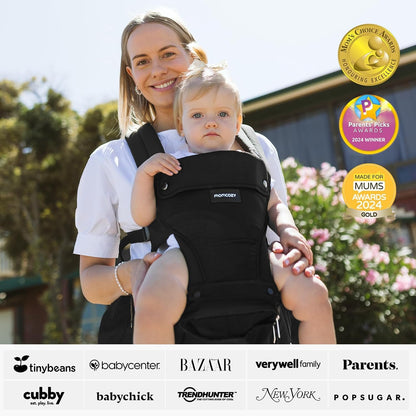 Momcozy Babytrage mit Hüftkissen 2-in-1 – Schwarz