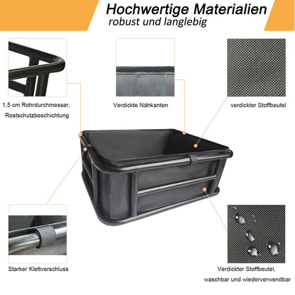 HopesEager Fahrradkorb hinten Metall – Gross mit Innensack