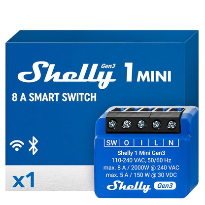 Shelly 1 Mini Gen 3 WLAN Smart Switch Relais 1 Kanal 8A, 4er Pack