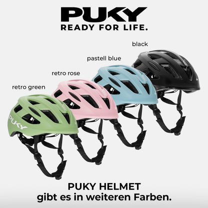 PUKY Helmet S Kinder-Fahrradhelm Grün 48-55 cm mit Licht-Modul