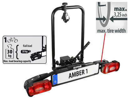 EUFAB AMBER 1 Fahrradträger 11559 – 1 E-Bike, Schwarz
