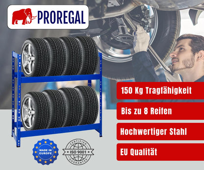 PROREGAL Reifenregal Tiger RT24-01, 2 Ebenen, 150 kg Fachlast, blau
