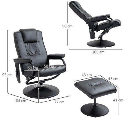 HOMCOM Relaxsessel Hocker – TV-Sessel, Massage, drehbar, Schwarz
