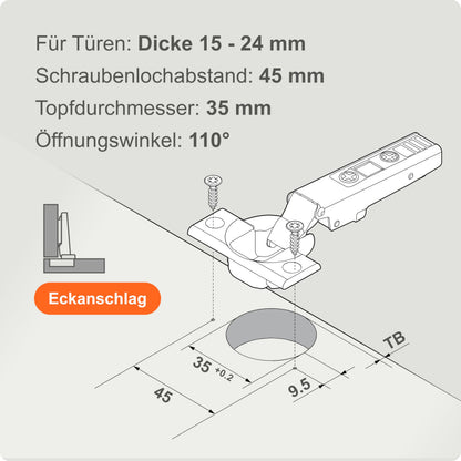 Blum CLIP top BLUMOTION Möbelscharnier 110° Softclose, 10 Stück
