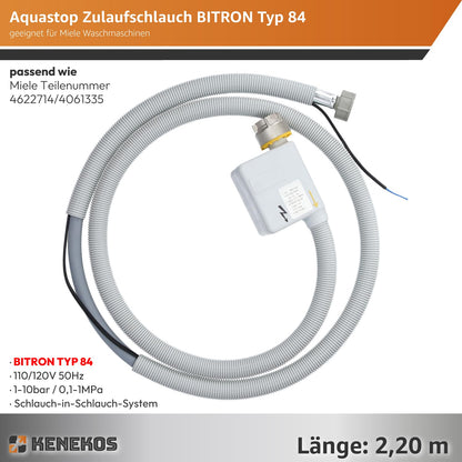 Kenekos Aquastop Zulaufschlauch BITRON Typ 84 - 2.2m für Miele
