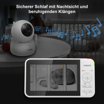 VTech VM924 Video-Babyphone mit Kamera, 5-Zoll-Display, Nachtsicht