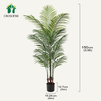 CROSOFMI Künstliche Palme 150 cm Kunstpflanze im Topf