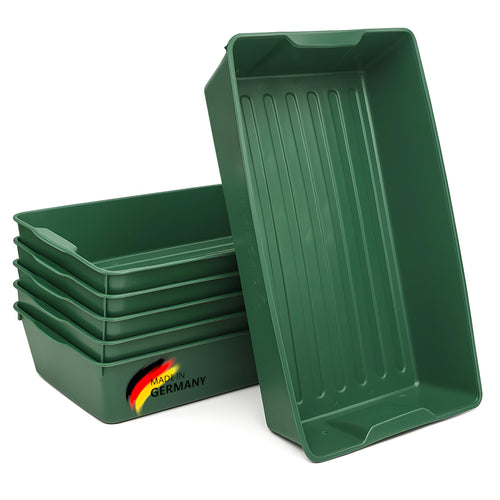 BURI Gärtnerbox Pflanzschale 6er Set grün 58x32x11 cm Anzuchtschale – rechteckige Kunststoffschalen