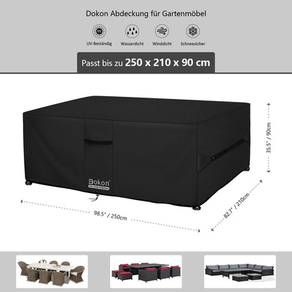 Dokon Gartenmöbel Abdeckung wasserdicht, 250x210x90 cm, 420D Oxford
