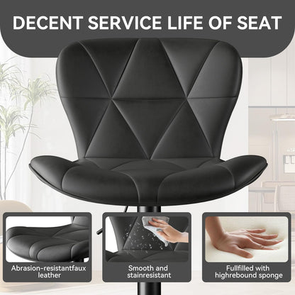 Hawthyhome Barhocker 2er Set Höhenverstellbar mit Rückenlehne – Schwarz