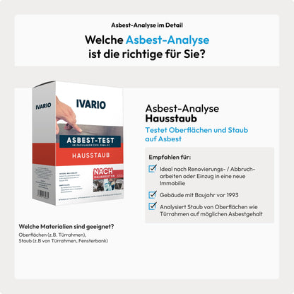 IVARIO Asbest-Test Hausstaub - Raumluft Asbestfasern Analyse