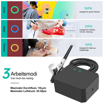 Powate 40 PSI Dual Action Airbrush Set mit Kompressor