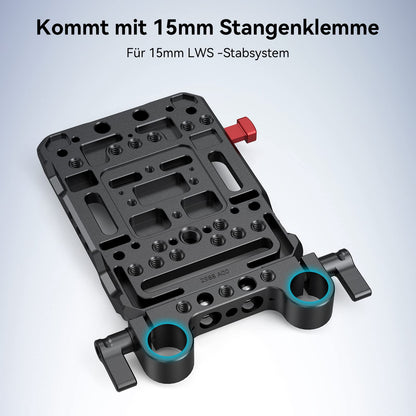 SMALLRIG V Mount Batterieplatte 3016 mit Dual 15mm Rod Clamp
