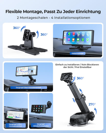 Krunia T93 kabelloses CarPlay Display 9,26 Zoll mit 4K Dual-Dashcam