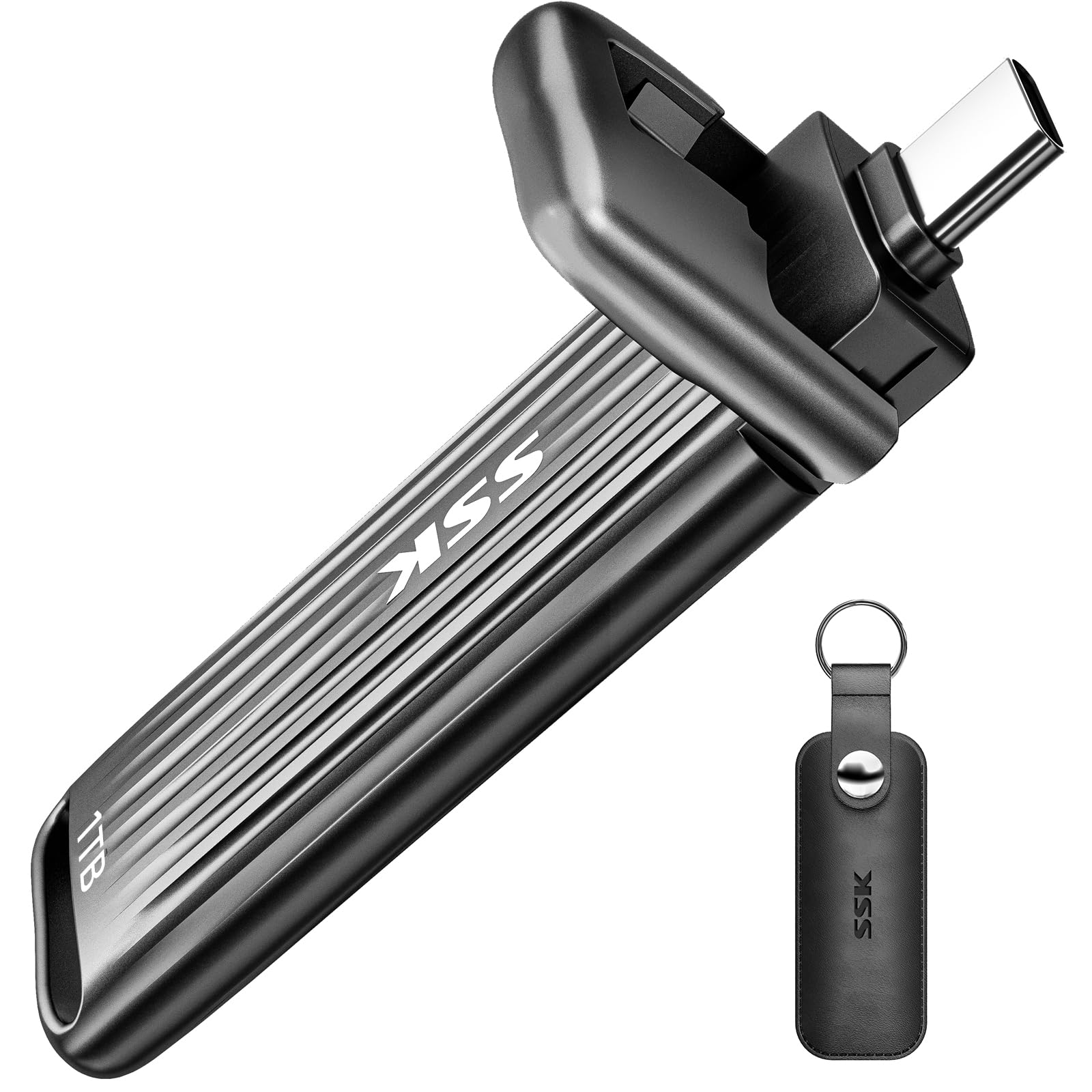 SSK 1TB USB-C SSD Stick – Externes Flash Drive 2000MB/s, kompakt, schwarz. Externer Datenspeicher für schnelle Datenübertragung.