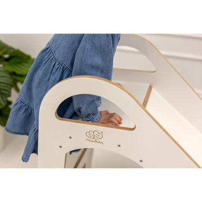 MEOWBABY Kinder Holzrutsche Indoor – Weiss – Ab 1 Jahr