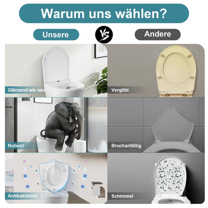 MEEJEE D-Form KURZ WC-Sitz – Absenkautomatik Quick Release Weiss