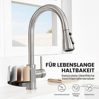 CECIPA Küchenarmatur Hochdruck mit ausziehbarer Brause, Edelstahl