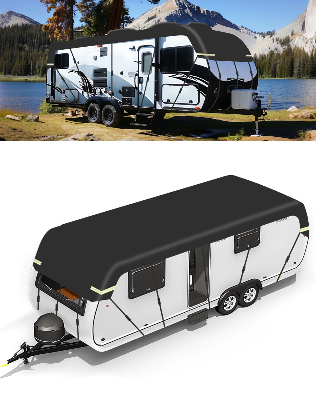 SUPAREE Wohnwagen-Dachabdeckung wasserdicht 210D Oxford 6,5 x 3 m mit Reflektorstreifen