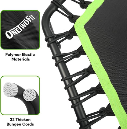 ONETWOFIT 114cm Fitness Trampolin Bungee - Sechskant Grün mit Griff