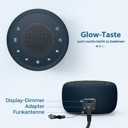 BUFFBEE Radiowecker mit Nachtlicht, UKW-Radio und Dimmer, Marineblau