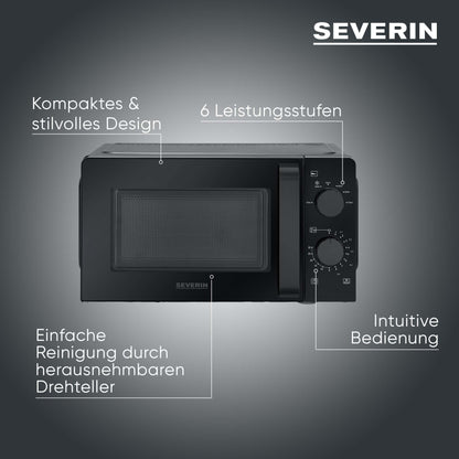SEVERIN MW 9180 Solo Mikrowellengerät 19 L - 700 W, Schwarz