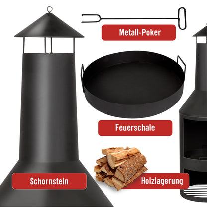 BBQ Collection Terrassenofen Schornstein – Gartenkamin Karbonstahl