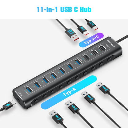 RSHTECH RSH-A11PD USB C Hub aktiv mit Netzteil – 11 Port, 20W PD