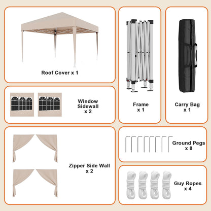 JUMMICO Faltpavillon 3x3 Meter Gartenpavillon – Beige