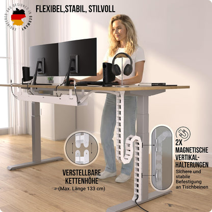 Ultimate Setup Kabelkette, flexible Schreibtisch-Kabelführung, weiss