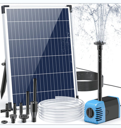 Biling Solar Teichpumpen Set 12W - Filter & Springbrunnen: Schwarzes Set mit Solarpanel. Filtert Teichwasser und erzeugt Springbrunnen.