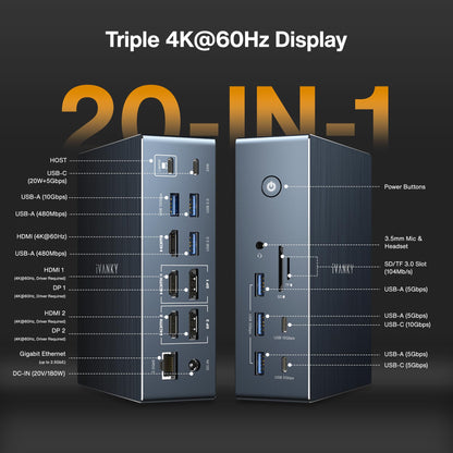 iVANKY 20-in-1 FusionDock Pro 2 DisplayLink Dock - Mac Triple 4K