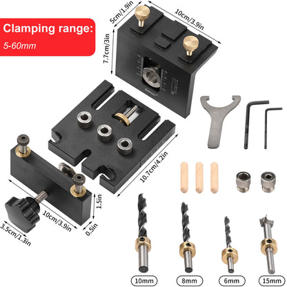 Idong Dübel-Bohrschablone 3-in-1 Set 6/8/10/15 mm Holzbearbeitung