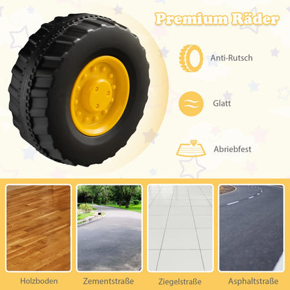 COSTWAY Kinder Sitzbagger – Drehbare Schaufel, Stauraum, ab 1 Jahr