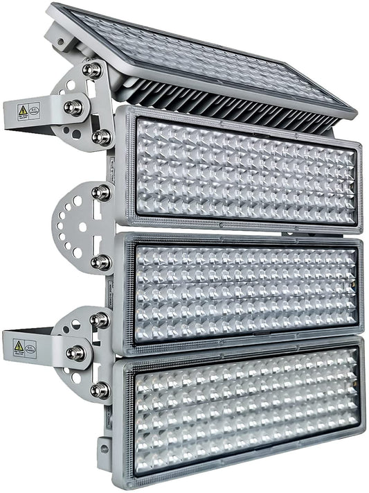 POWFUL LED Flutlicht 400W 40000LM Aussen IP67 3000K. Rechteckiger LED-Strahler. Er beleuchtet große Außenbereiche warmweiß.